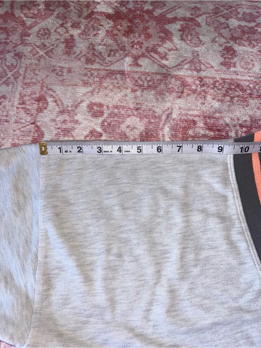 FP Movement by Free People Gray V-Neck Cropped Pullover with Gray and Coral Trim - Picture 10 of 13
